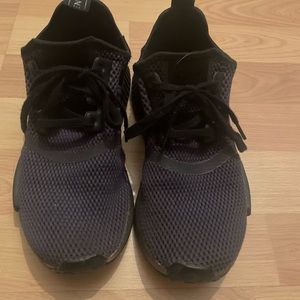 Adidas NMD Sneakers, black with rainbow sheer bottoms, size 4.5